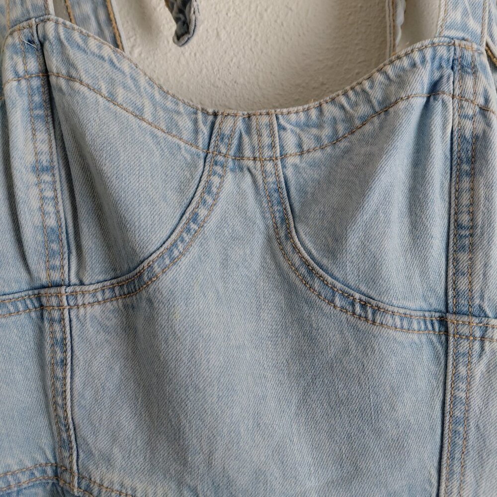 American Eagle Tiered Skirt Denim Dress Corset Y2K Western 80s Prairie Small - Picture 4 of 10